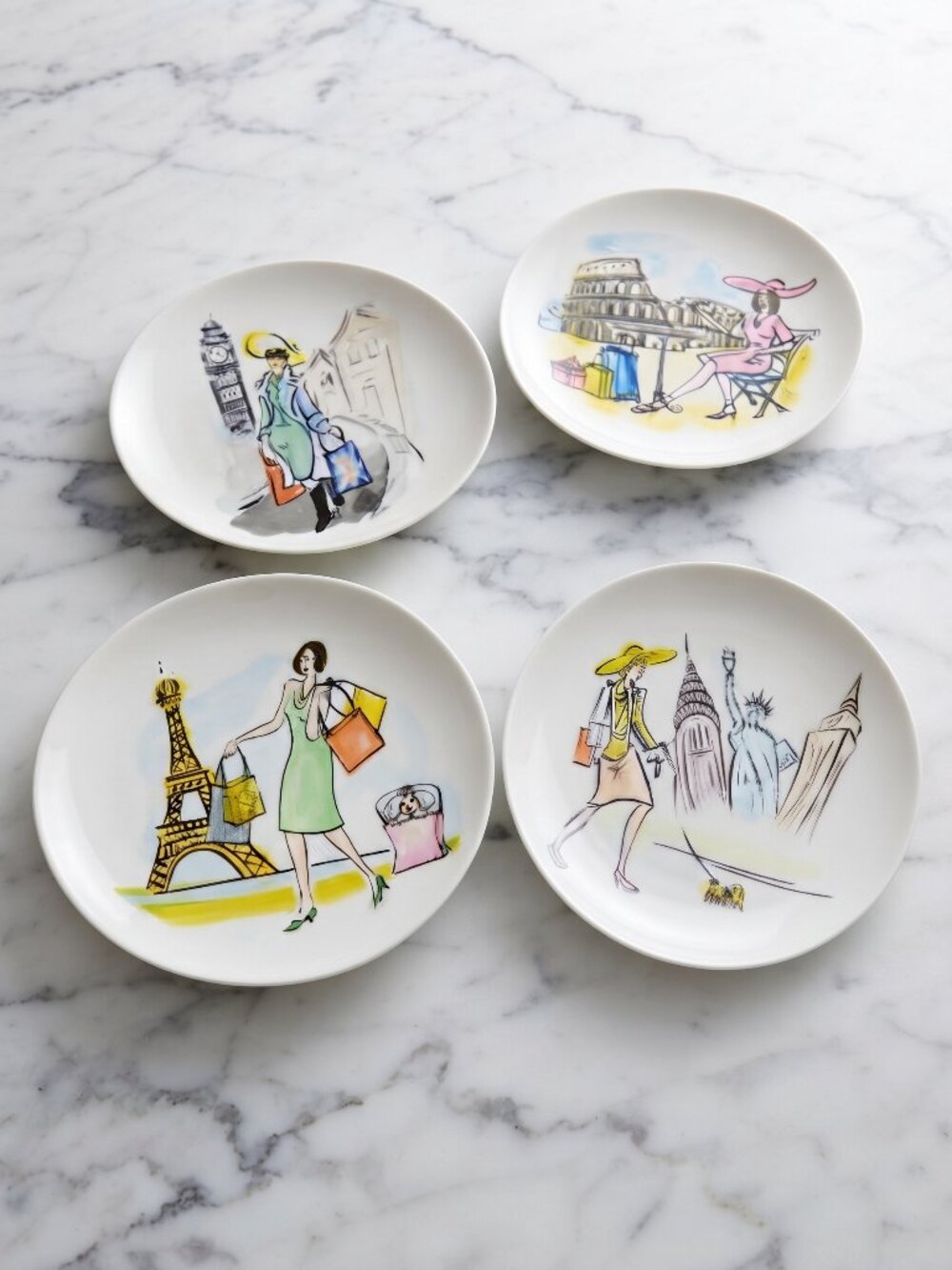 Vintage Boston Warehouse Girls of the World Porcelain Plates Set of 4 NWT 6.5 in